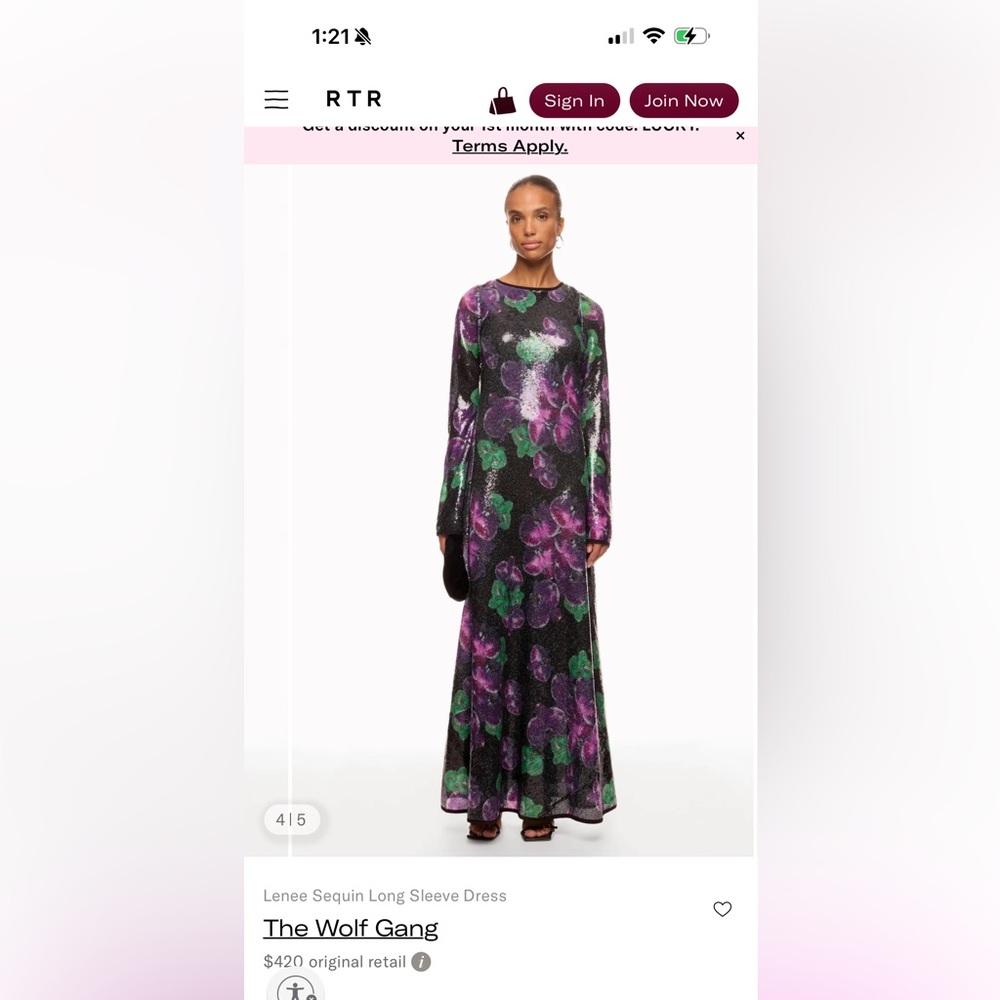 The Wolf Gang Lenee Sequin Long Sleeve Maxi Dress